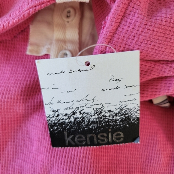 NWT Kensie Pink Sleeveless Top Striped Straps Lace And Button Accents Size M - Picture 6 of 10